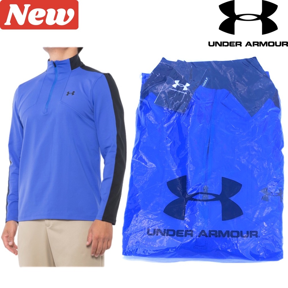 🆕☔️ Under Armour Storm Midlayer Zip Neck Shirt Blue and Black
